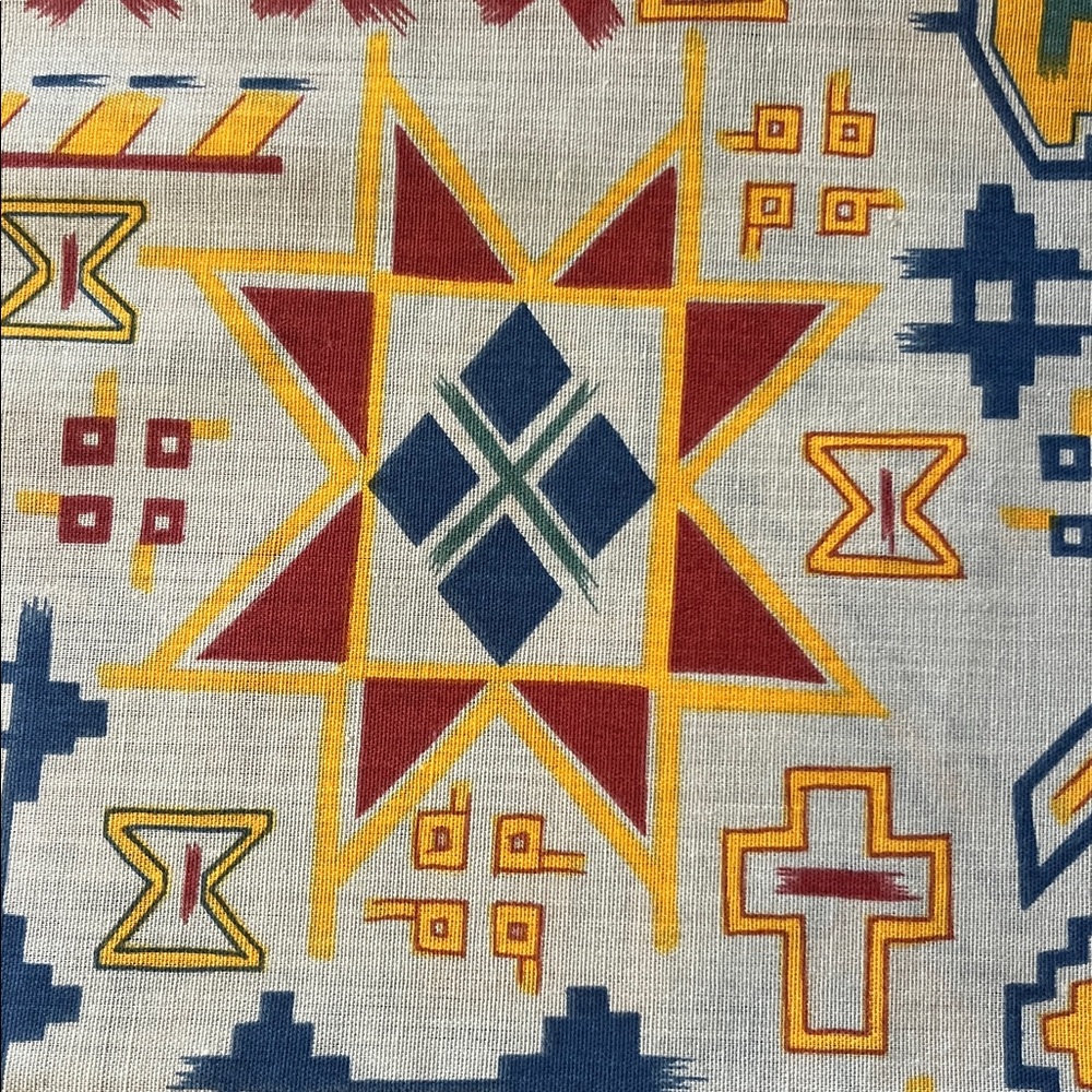 Vintage Southwestern Pattern Fabric - Blue, Yellow, Red - 1.5 yards - Picture 4 of 5